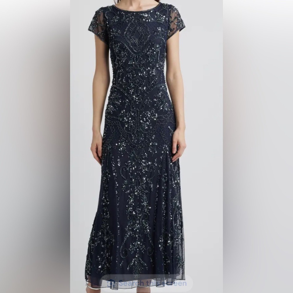 Pisarro Nights Midnight Blue Beaded Gown Mother of Bride/Groom - Picture 2 of 15